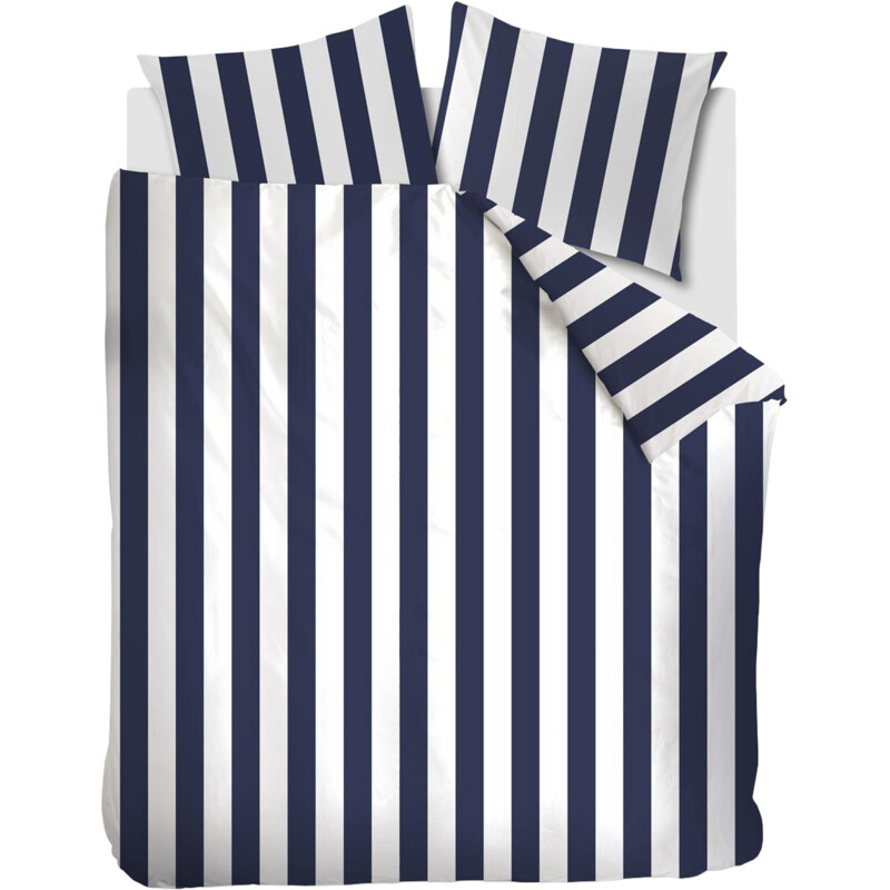 Een afbeelding van vtwonen 2-persoons dekbedovertrek streep blauw