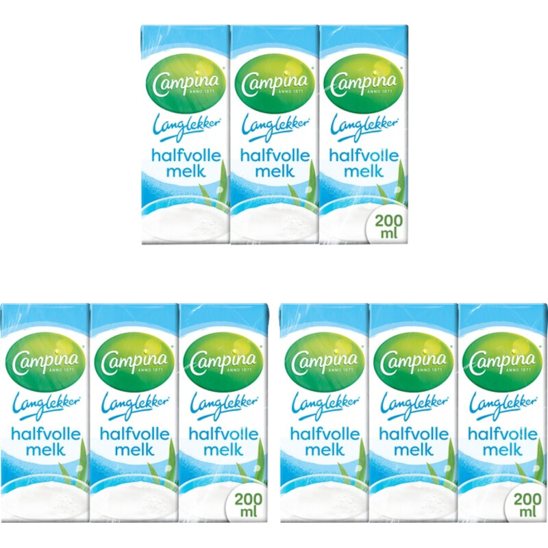 Een afbeelding van Campina Langlekker halfvolle melk 3-pack