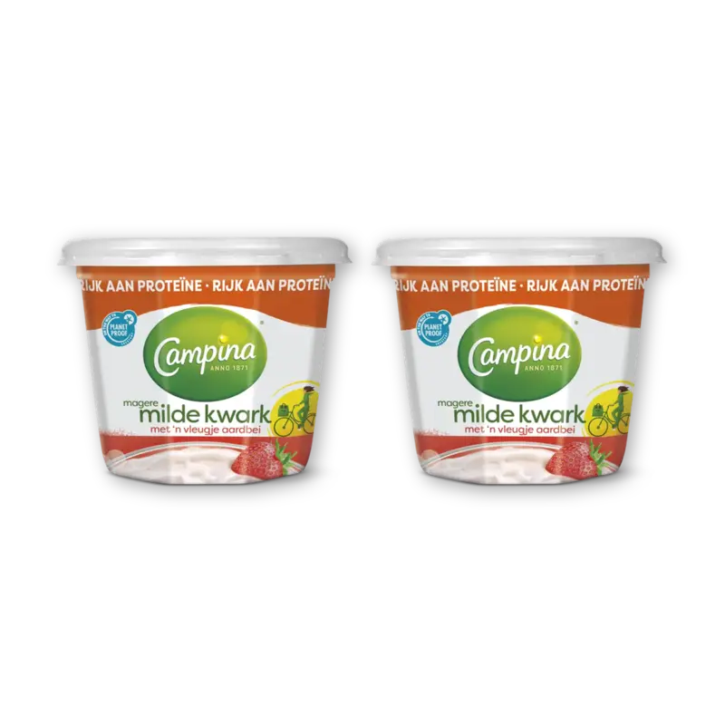 Magere milde kwark aardbei 2-pack