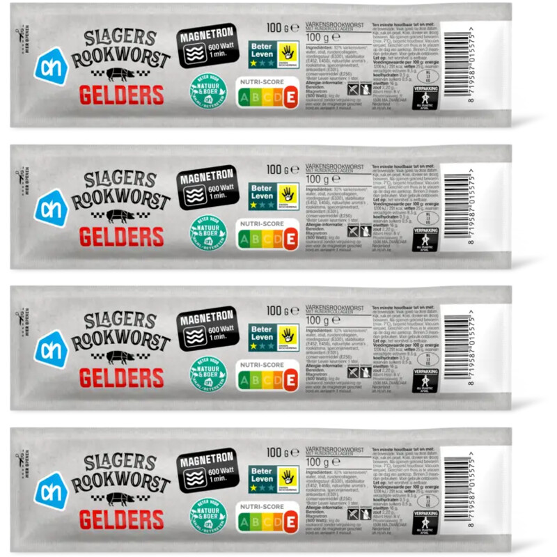 AH Slagersrookworst Gelders 4-pack