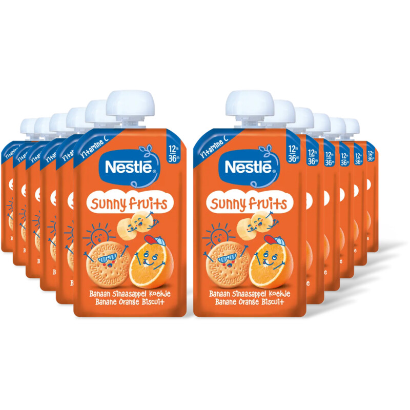 Nestlé Sunny fruits knijpfruit banaan 12m+ 12pk