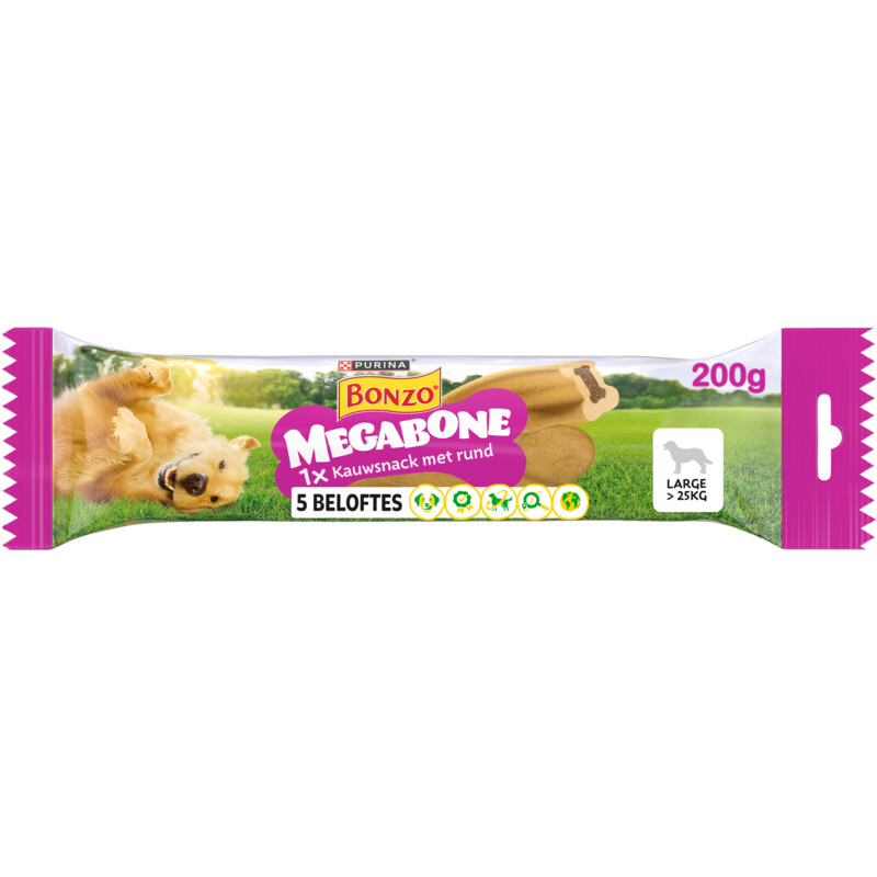 Een afbeelding van Bonzo Megabone hondensnack groot met rund