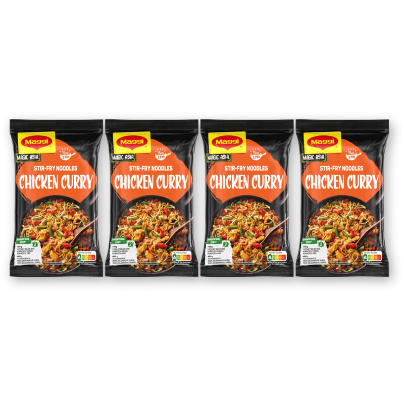 Maggi Stir-fry noodles chicken curry 4-pack