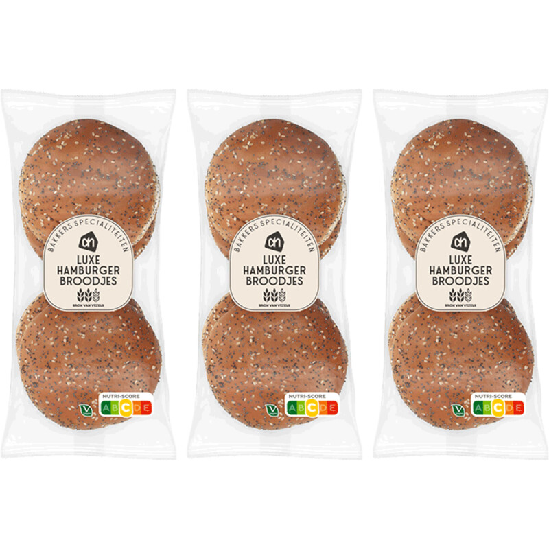 Een afbeelding van AH Luxe hamburger broodjes 3-pack