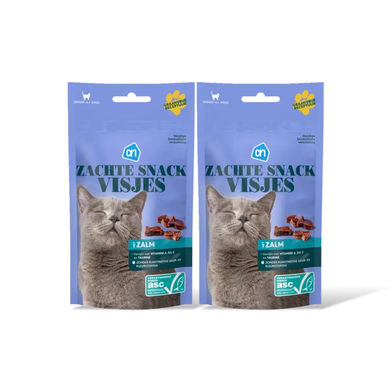 Zachte snack visjes met zalm 2-pack