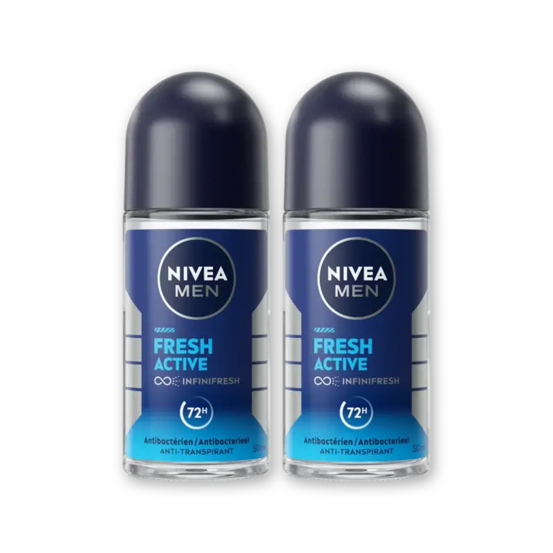 NIVEA Men fresh active deodorant roller 2-pack