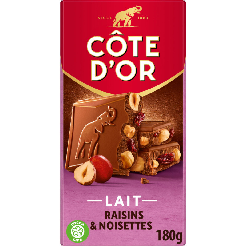 Een afbeelding van Côte d'Or Chocoladereep rozijnen hele hazelnoot