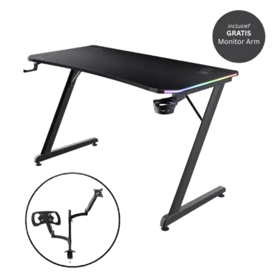 pdp-image-Trust Gxt709 luminus rgb desk + monitor arm