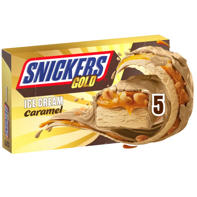 Snickers Gold IJsrepen Caramel 5 Stuks