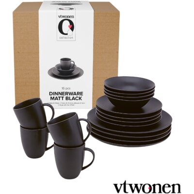 pdp-image-vtwonen Dinnerware raw matt black set/16