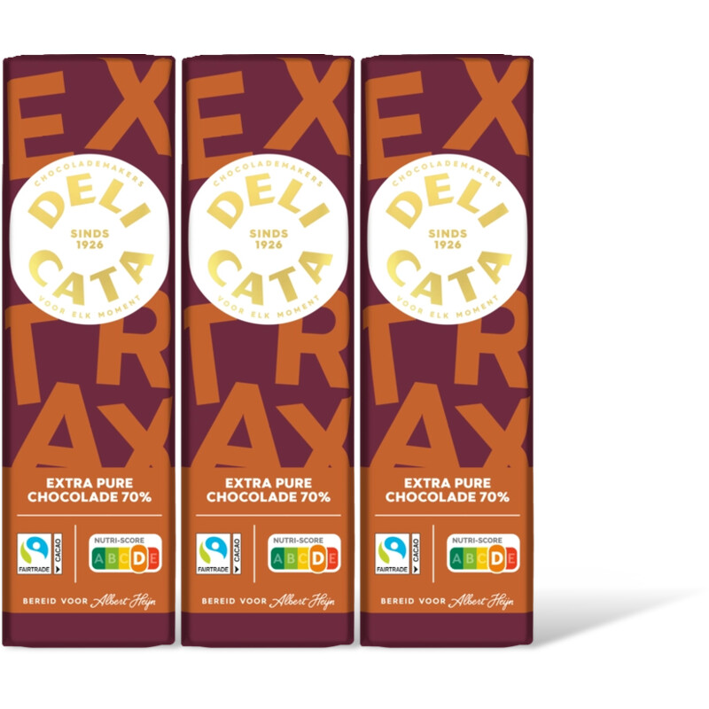 Delicata Reep extra pure chocolade 70% 3 pack