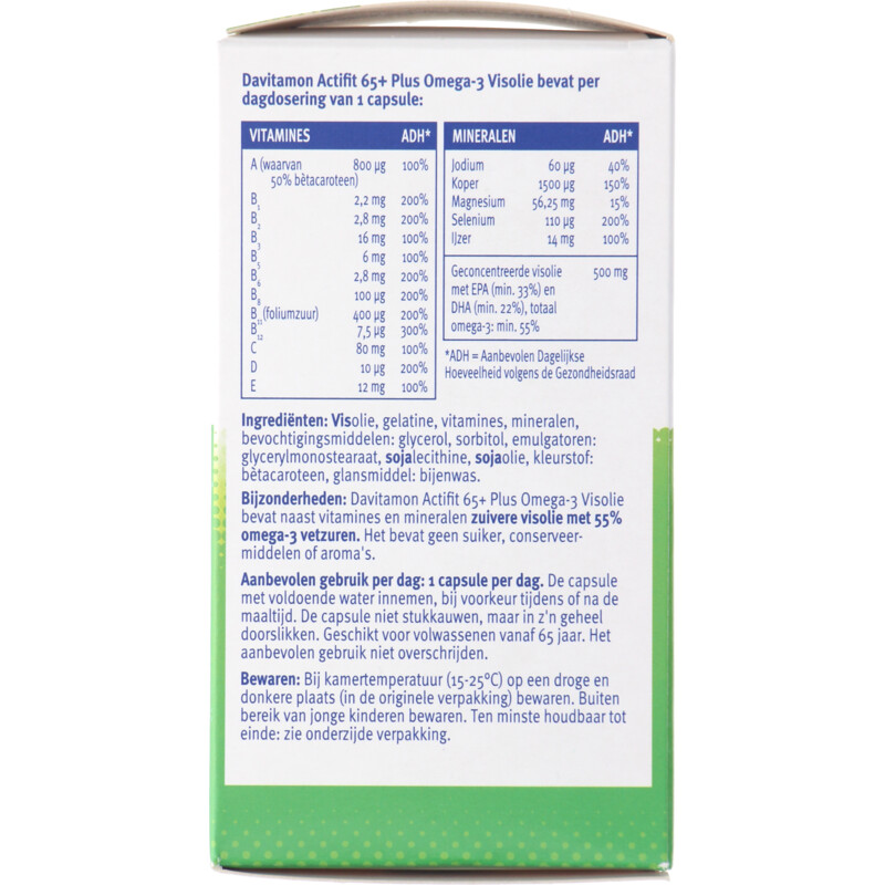 Een afbeelding van Davitamon Actifit 65+ omega-3 visolie capsules