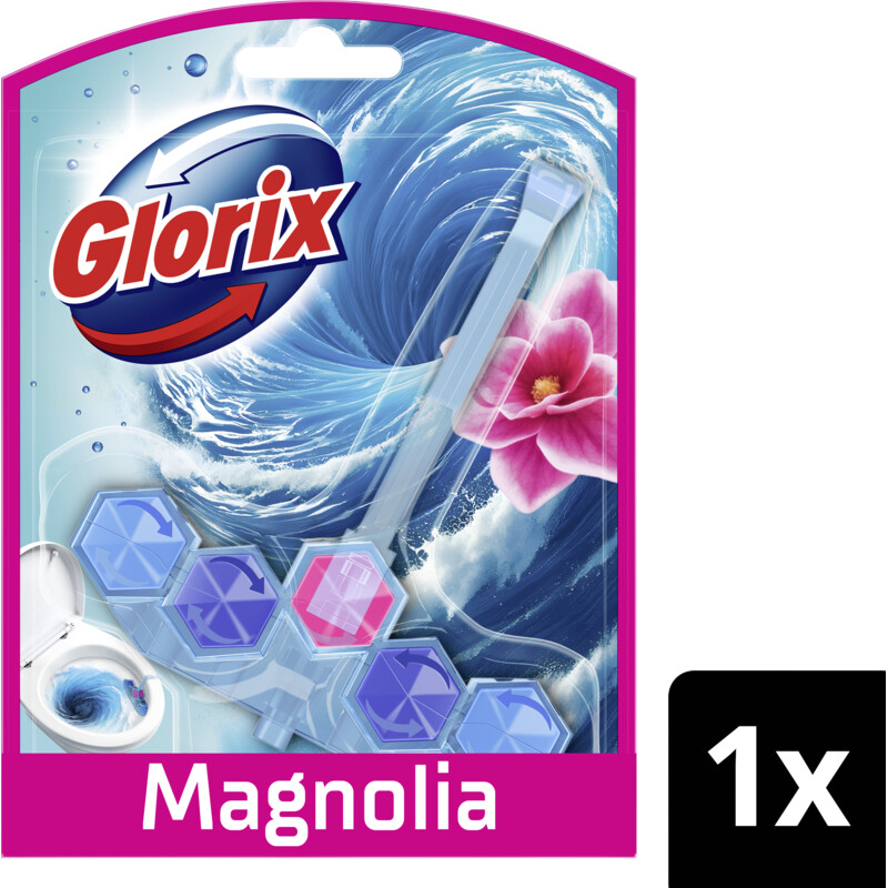 Een afbeelding van Glorix Pink magnolia blauw water wc-blok