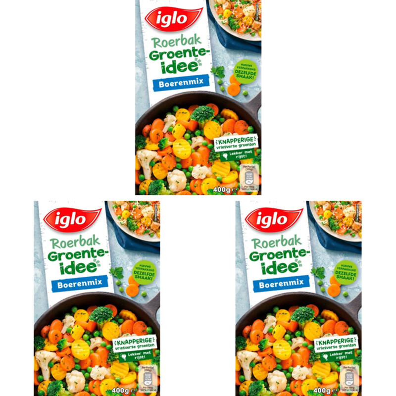 Een afbeelding van Iglo Roerbak groente idee boerenmix 3-pack