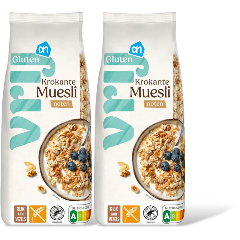 AH Glutenvrij Krokante muesli met noten 2-pack