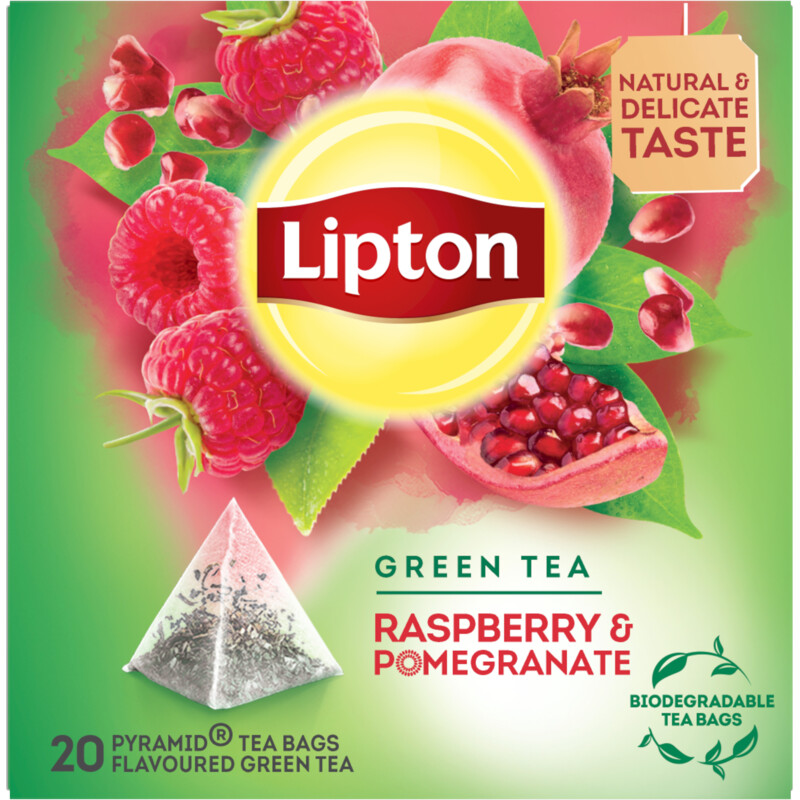 Een afbeelding van Lipton Raspberry & pomegranate green tea