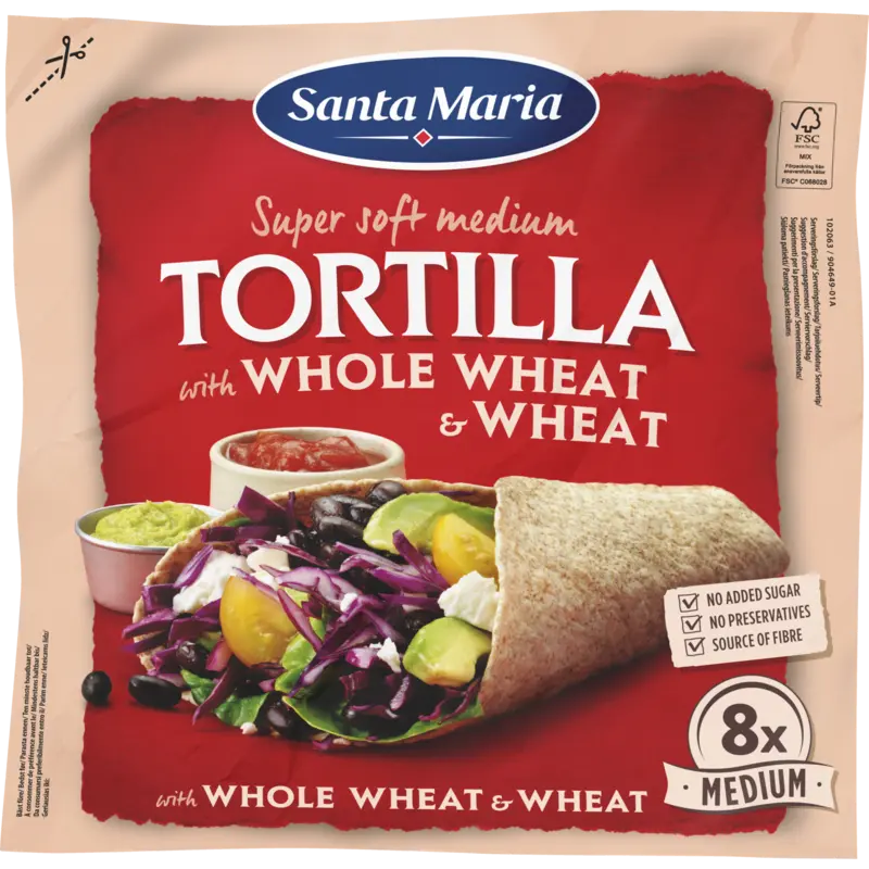 Santa Maria Tortilla wraps met volkorentarwe 8x med