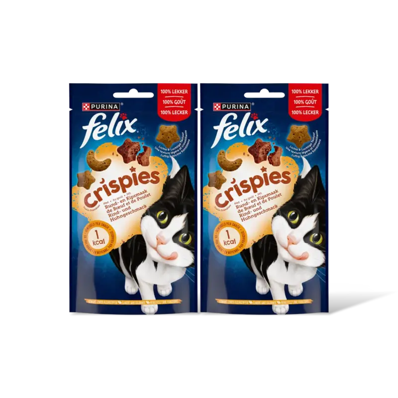 Felix Crispies rund & kipsmaak kattensnack 2pk