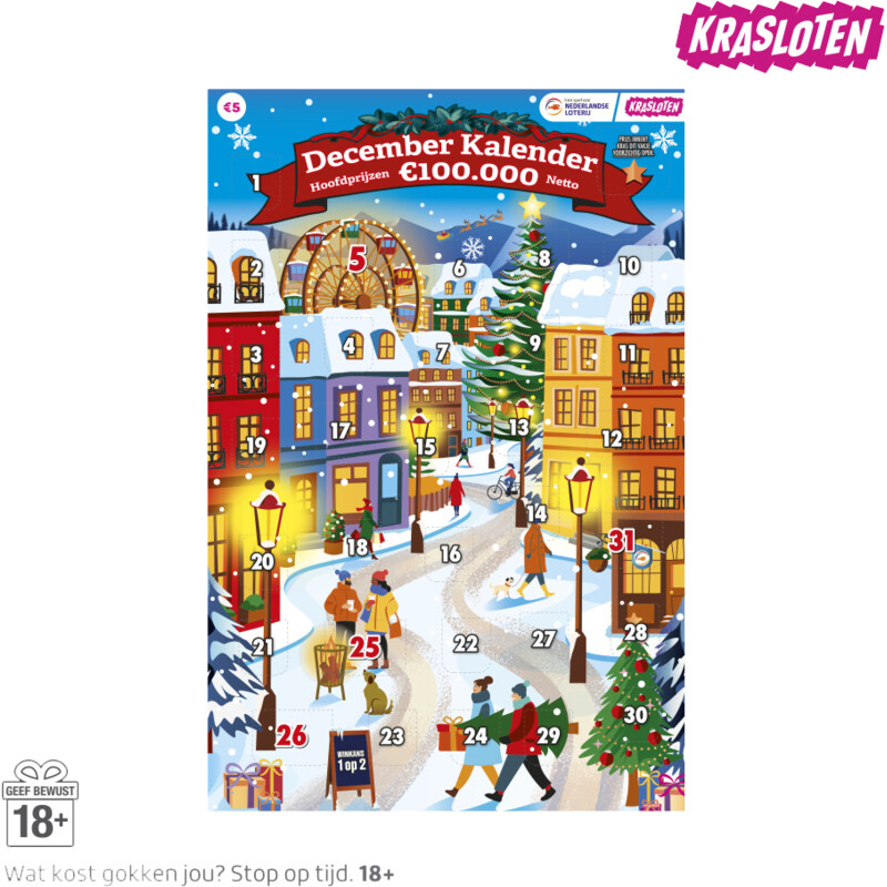 Een afbeelding van Kraslot December kalender 5 euro