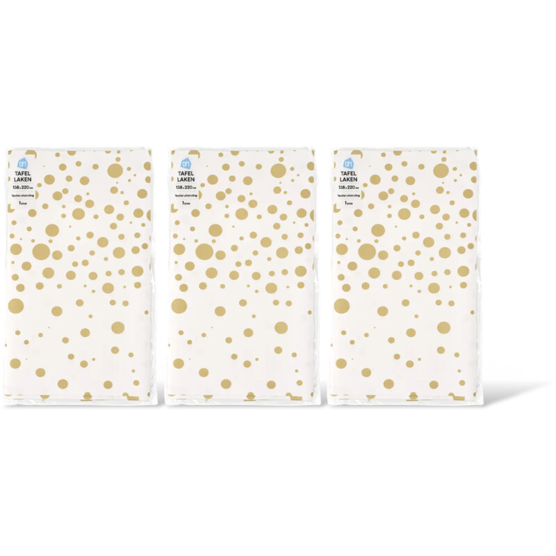 AH Tafellaken goud stip 138x220cm 3-pack
