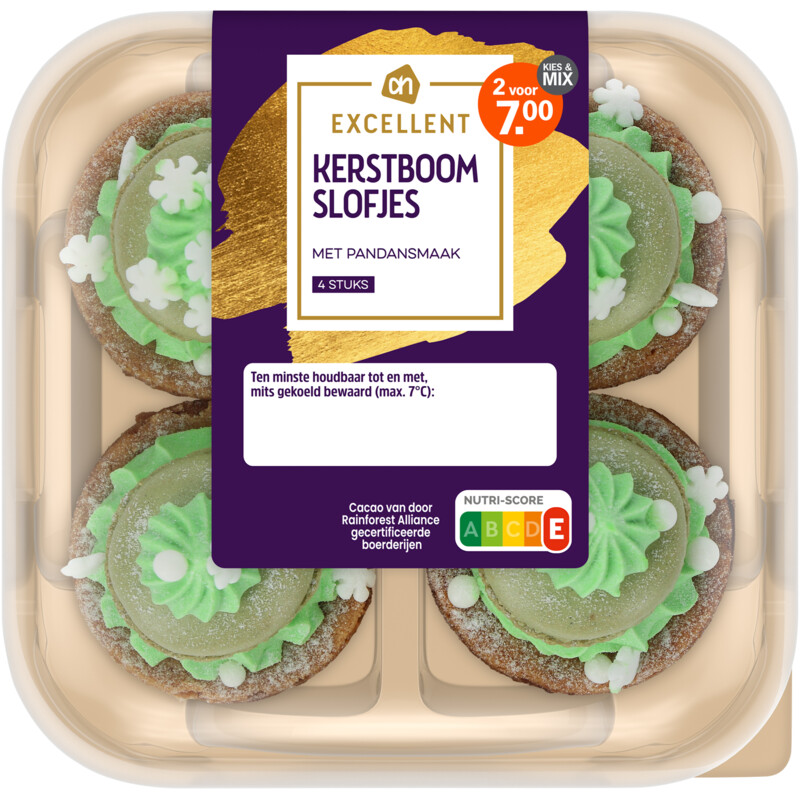 Een afbeelding van AH Excellent Kerstboom slofjes met pandansmaak