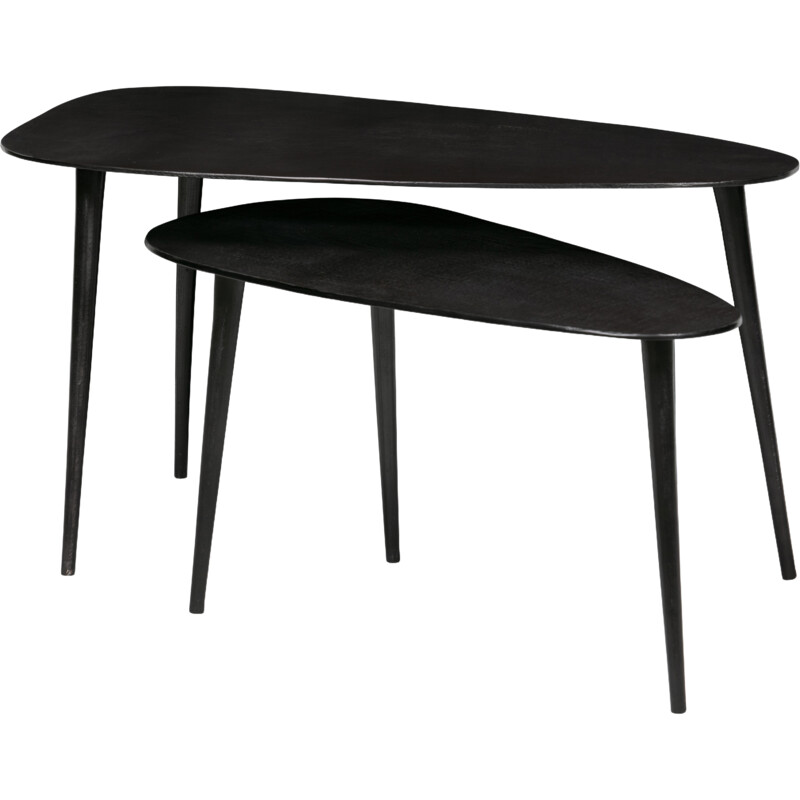 Een afbeelding van Woood Triangle bijzettafel metaal zwart nikkel