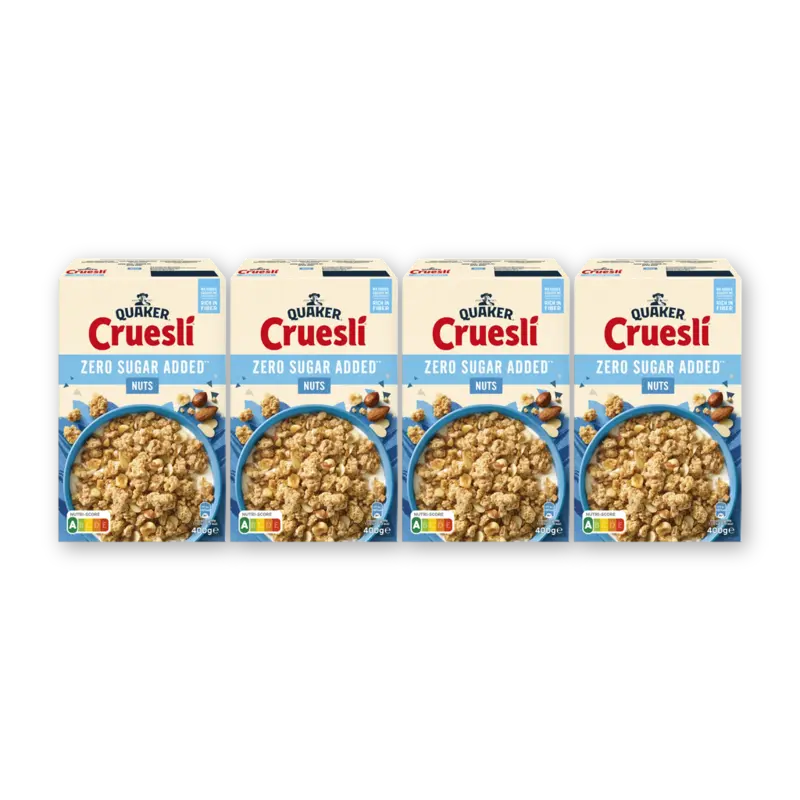 Quaker Cruesli zero sugar added nuts 4-pack