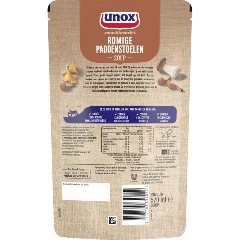 Een afbeelding van Unox Romige Paddenstoelensoep