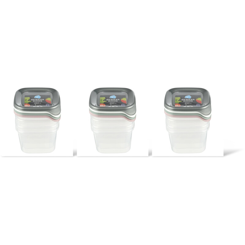 AH Bewaardoos 0.45 liter vierkant 3-pack