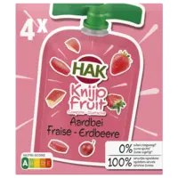 Hak Knijpfruit aardbei 0% 4-pack