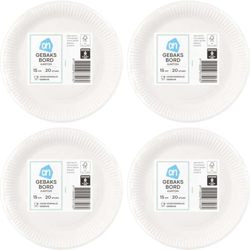 Een afbeelding van AH Gebaksbord 15 cm 4-pack