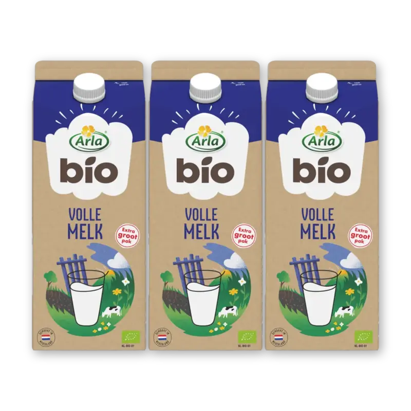 Biologisch volle melk 3-pack