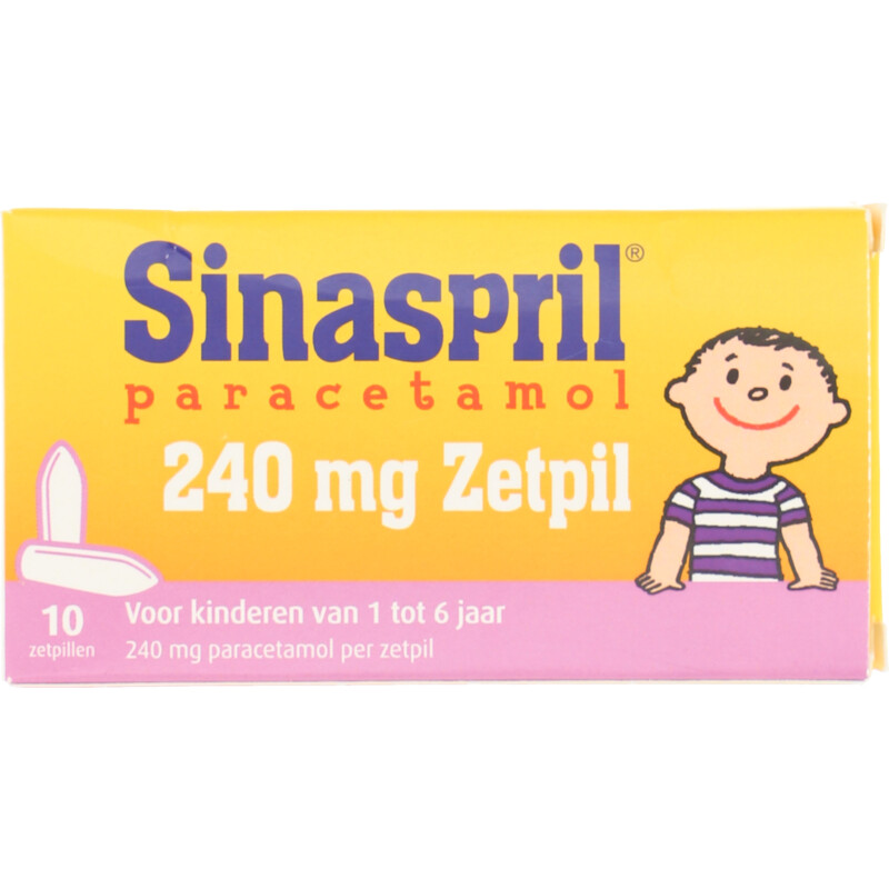 Een afbeelding van Sinaspril Paracetamol 240mg zetpil voor 1-6 jaar