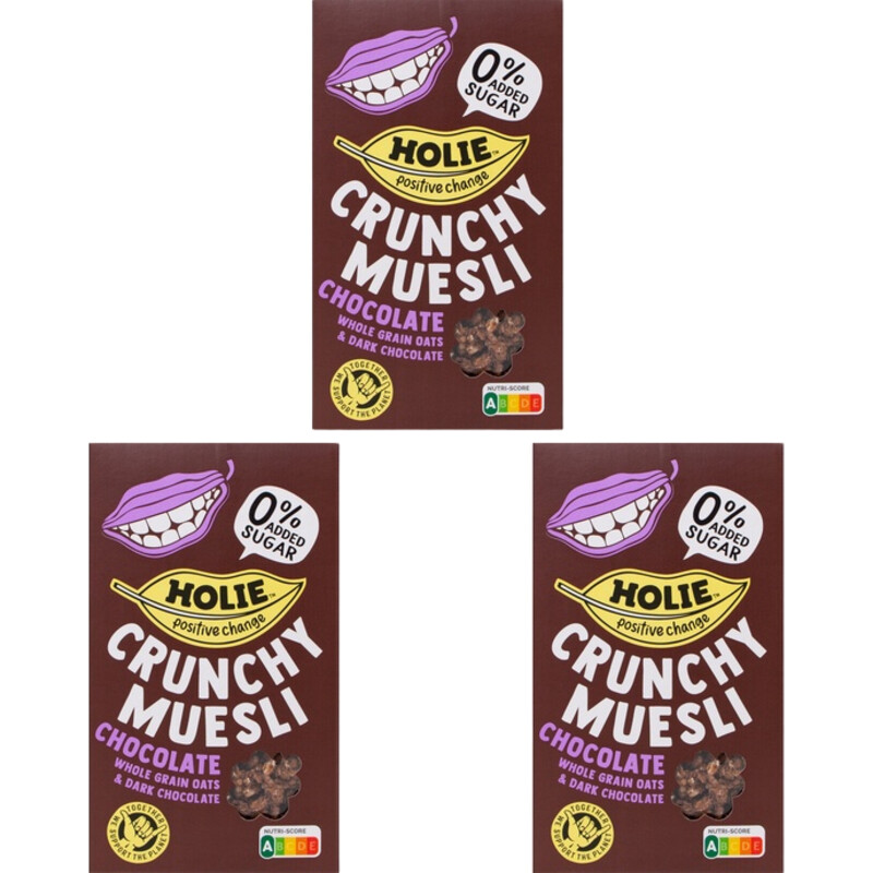 Een afbeelding van Holie's Crunchy Muesli Chocolate 3-pack