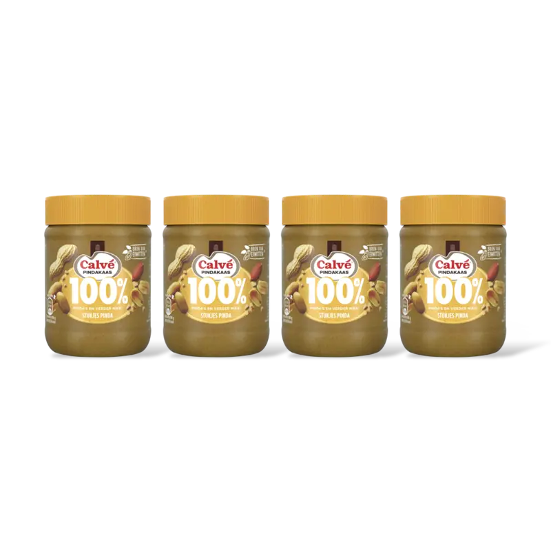 Calvé 100% stukjes pinda pindakaas 4-pack