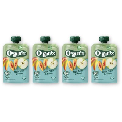 pdp-image-Organix Knijpfruit appel, perzik, mango 12m+ 4pk