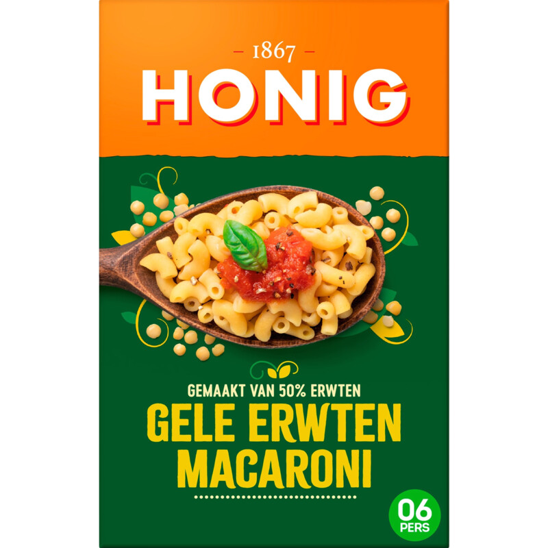 Een afbeelding van Honig Peulvruchten pasta macaroni erwten