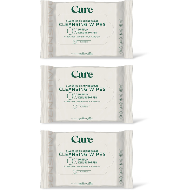 Care Sensitive cleansing wipes 0% 3-pack