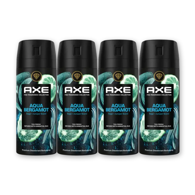 Axe Aqua bergamot deodorant bodyspray 4-pack