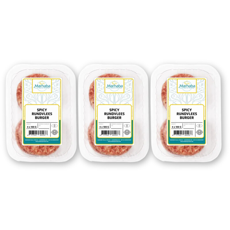 Marhaba Spicy rundvlees burger 3-pack
