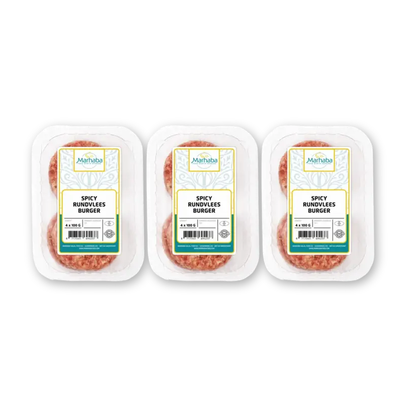 Marhaba Spicy rundvlees burger 3-pack