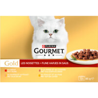 Een afbeelding van Gourmet Gold fijne hapjes met rund kalkoen zalm