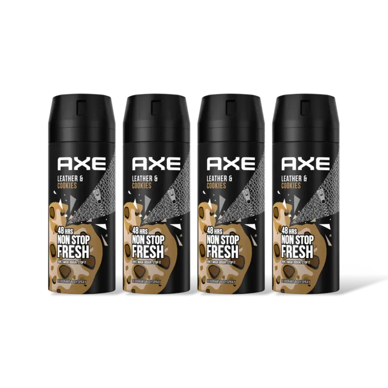 Axe Leather & cookies deo bodyspray 4-pack