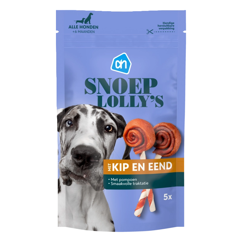 Snoeplolly's met kip en eend