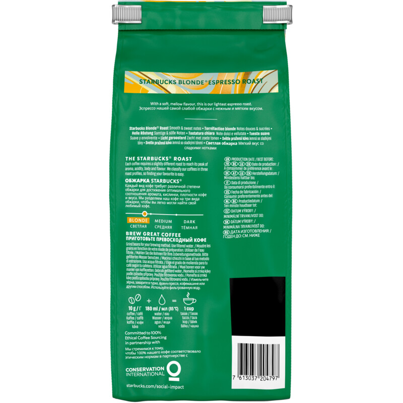 Een afbeelding van Starbucks Blonde espresso roast koffiebonen