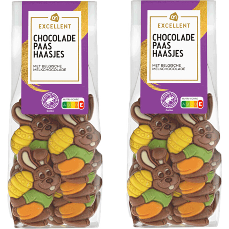 Een afbeelding van AH Excellent Chocolade paashaasjes melk 2-pack