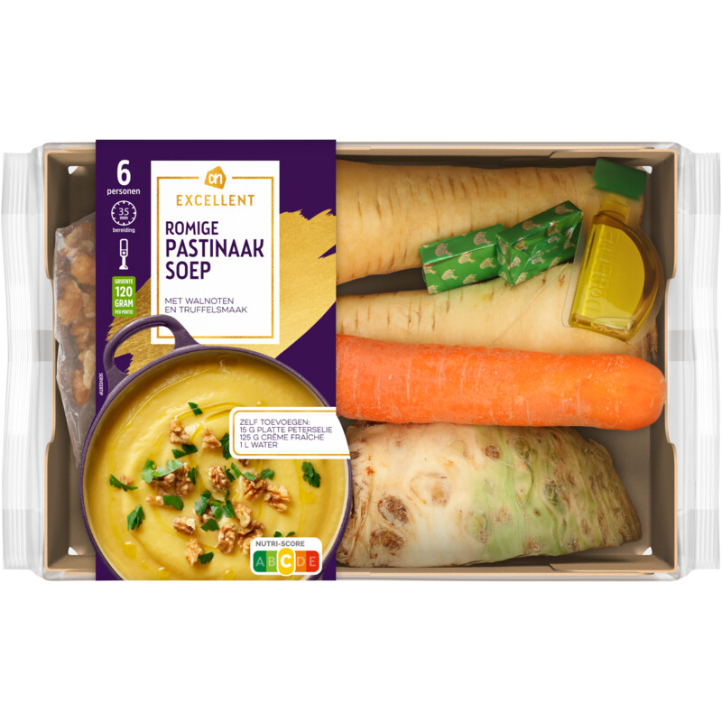 Een afbeelding van AH Excellent Romige pastinaaksoep walnoten verspakket