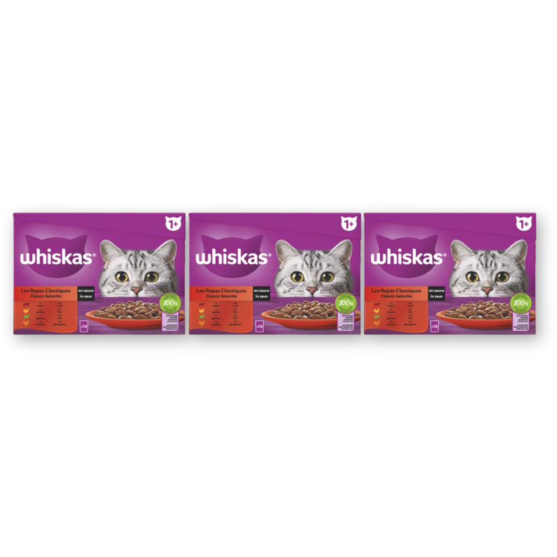 Whiskas 1+ Classic selectie in saus 3-pack