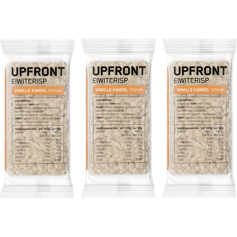 Een afbeelding van Upfront Eiwit crisp vanille kaneel smaak 3-pack