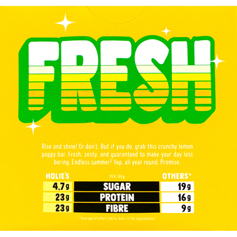 Een afbeelding van Holie's Crunchy bar protein lemon poppy